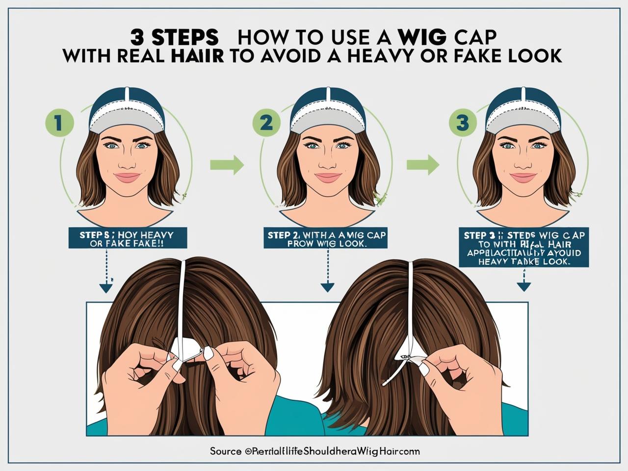 Three steps to using a wig cap on real hair