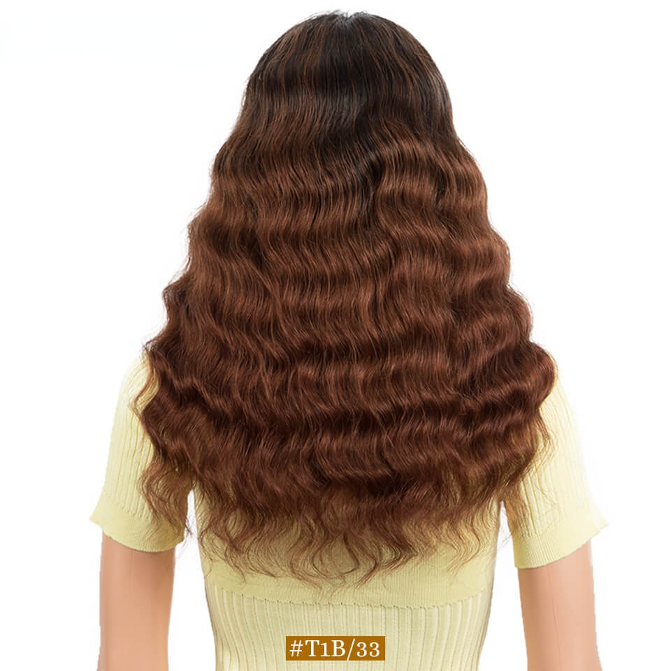 European and American wig female African fashion center parting 20-inch long curly hair full real hair head covering