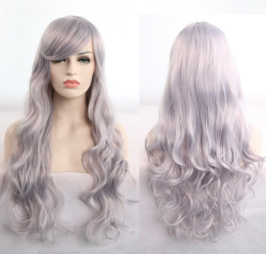 Anime cos wig color 80cm long curly cosplay role playing