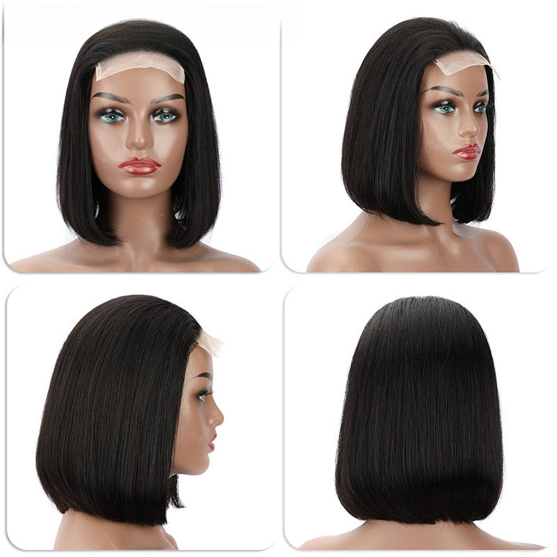 Front lace wig bob 4x4 wig straight natural straight hair bobo