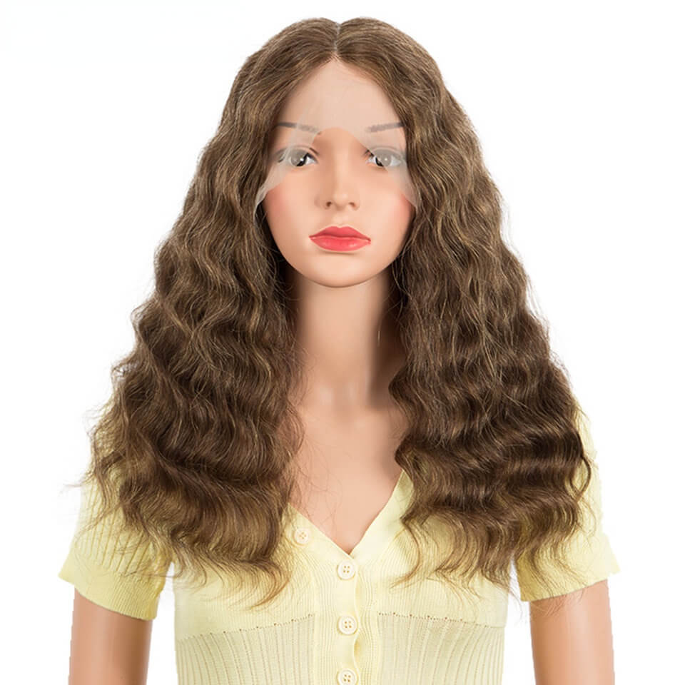 European and American wig female African fashion center parting 20-inch long curly hair full real hair head covering