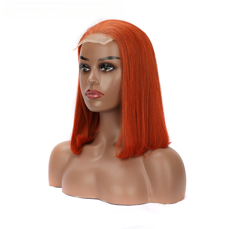 Lace wig bob 4x4 wig straight 350 straight hair Bobo head, orange