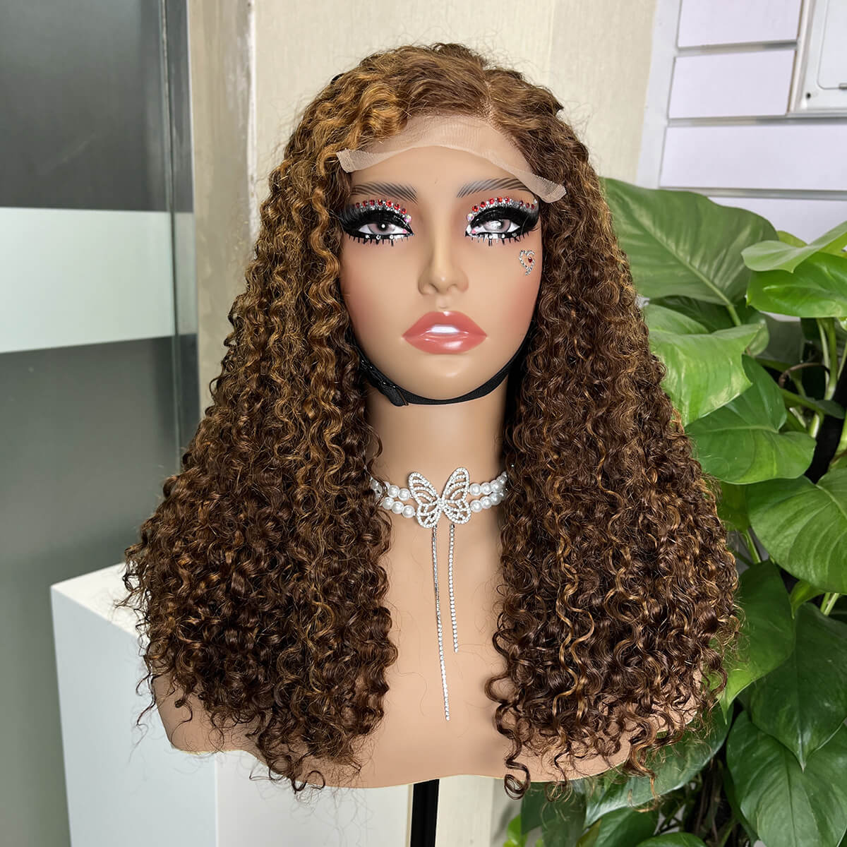 European and American women's 5x5 pissy 18-inch pixie curly wig real hair wig head set