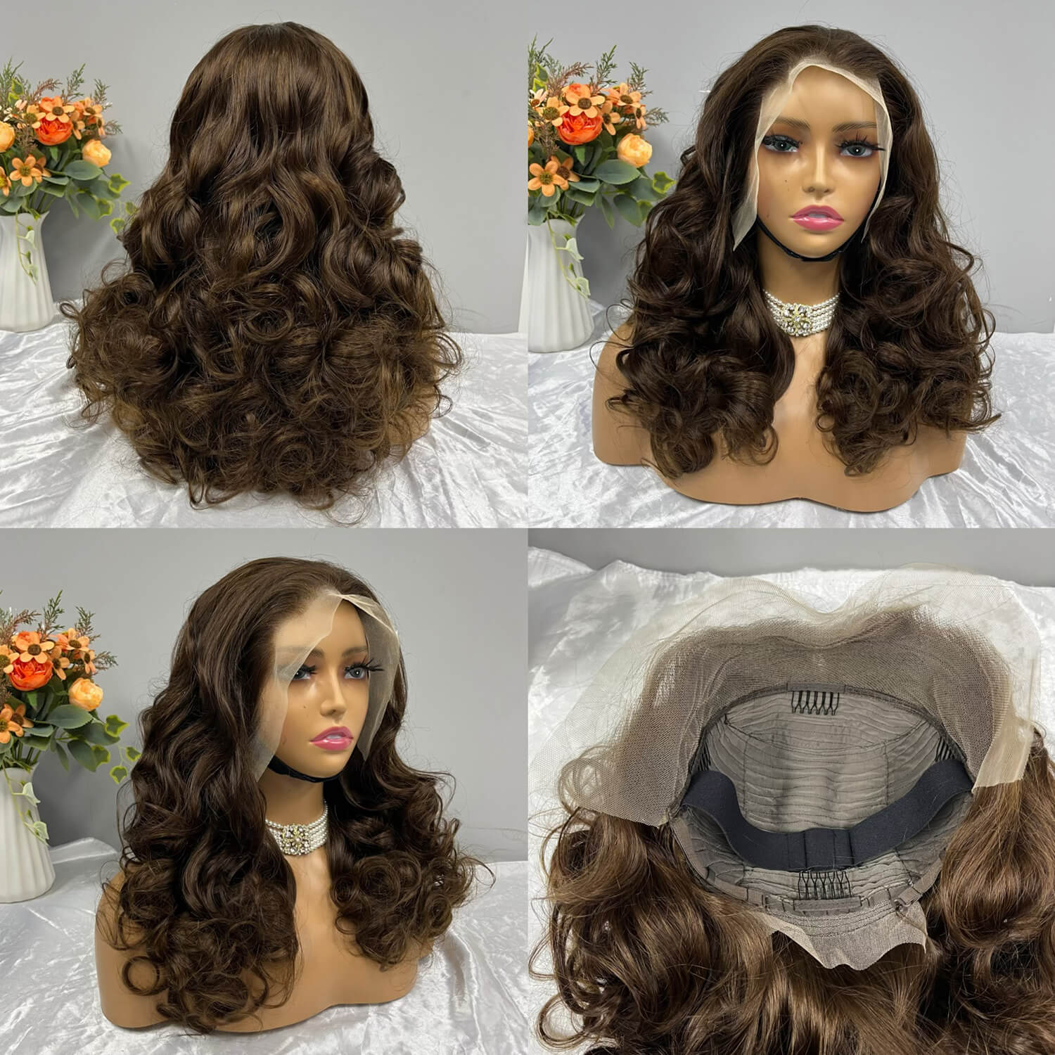 13x4 bouncy front lace real long curly hair wig internet celebrity same style can be worn upright or slanted fluffy wig