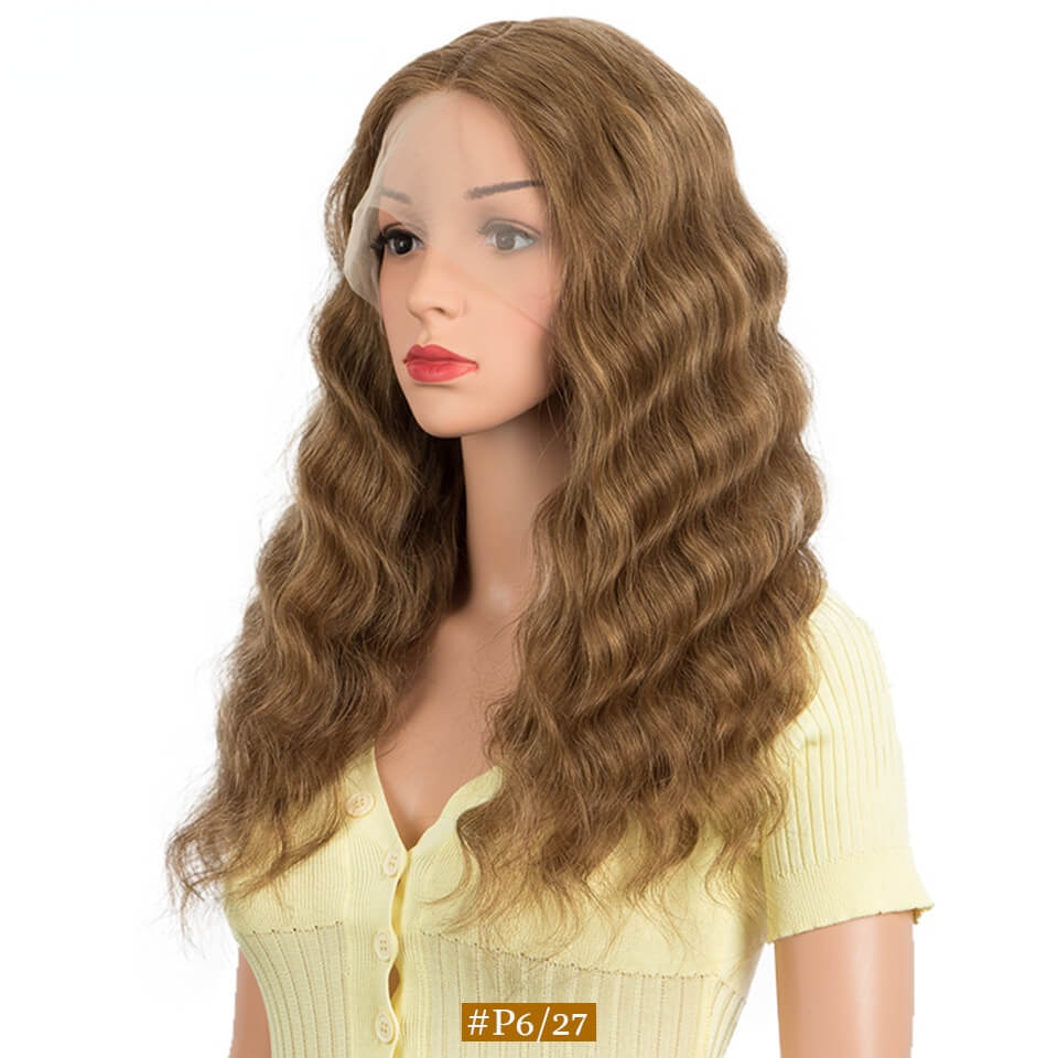 European and American wig female African fashion center parting 20-inch long curly hair full real hair head covering