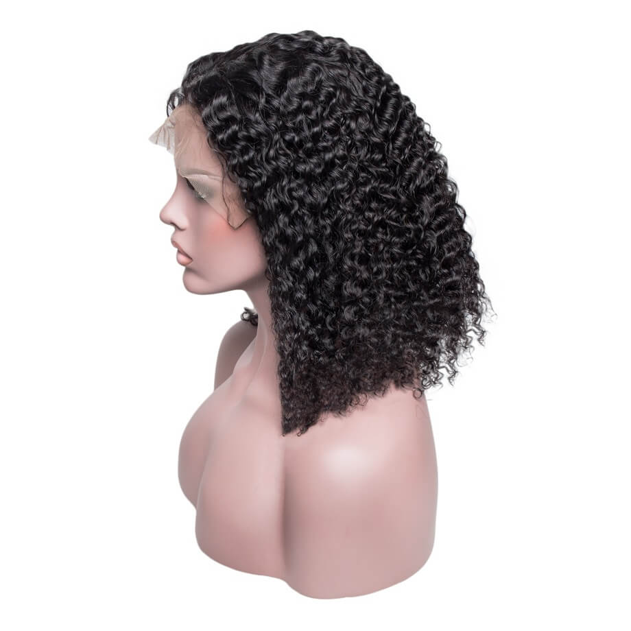 Real human hair 13*4 lace headband kinky curly lace frontal human hair wig