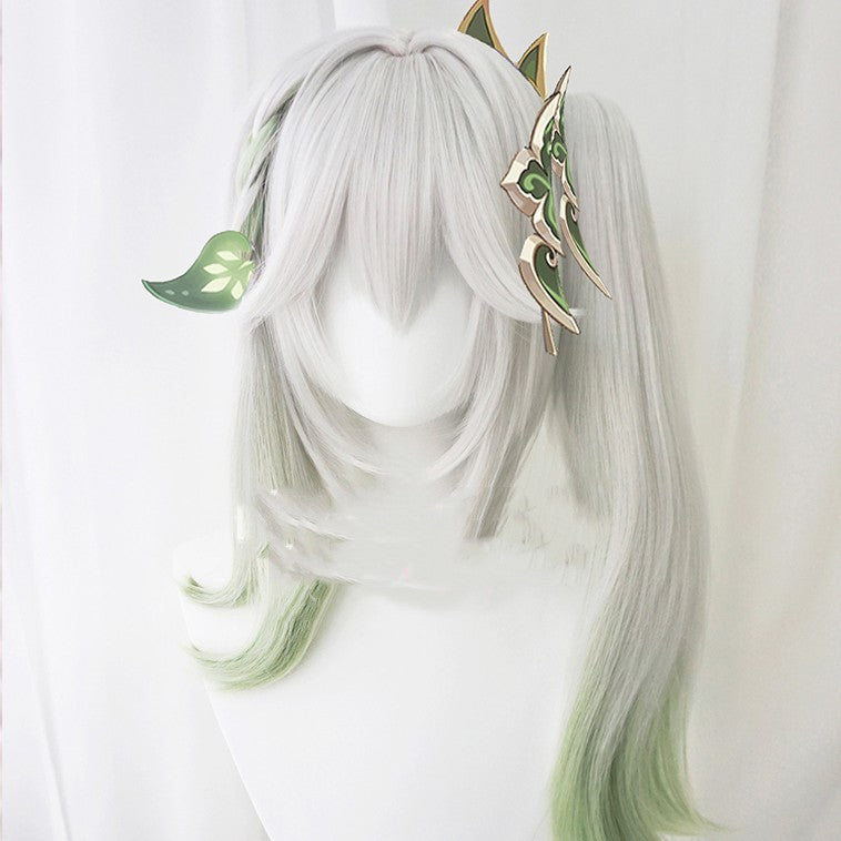 Grass God Nasida Gradient Simulation Scalp Single Ponytail Cosplay Wig