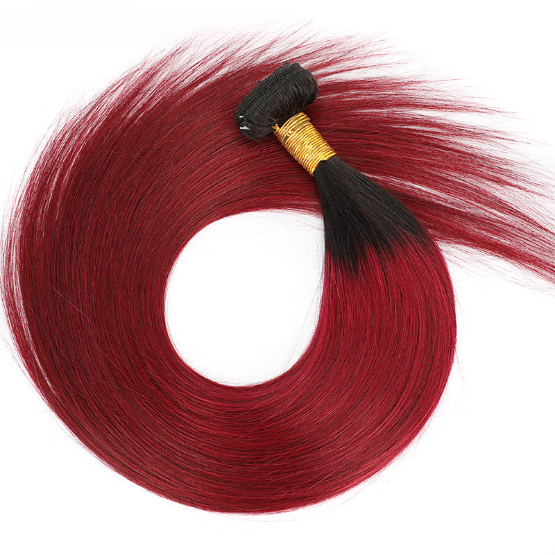 6A hair curtain, smooth hair bundle straight upper and lower color ombre clockwork