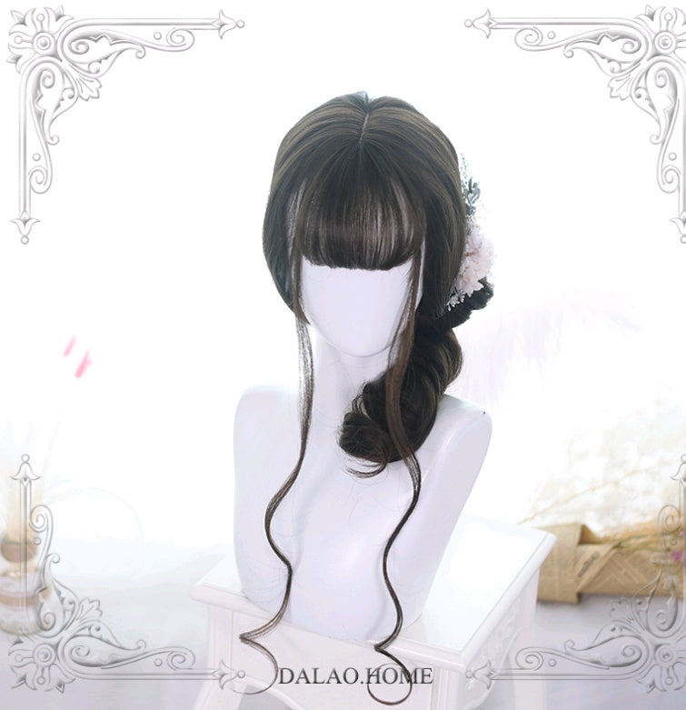 Lolita Long Curly Hair 65cm  Black Air Bangs Wig