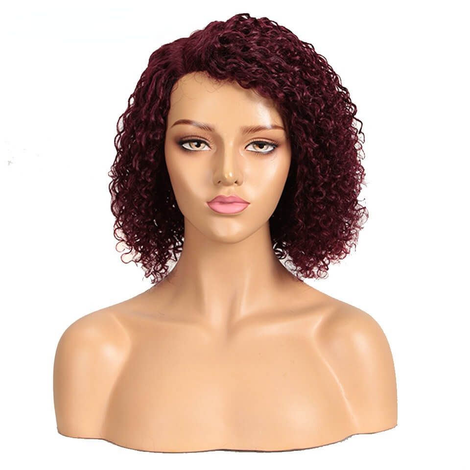 European and American wig, small curls, black wig, fluffy bang, parted forehead, lace full head covering