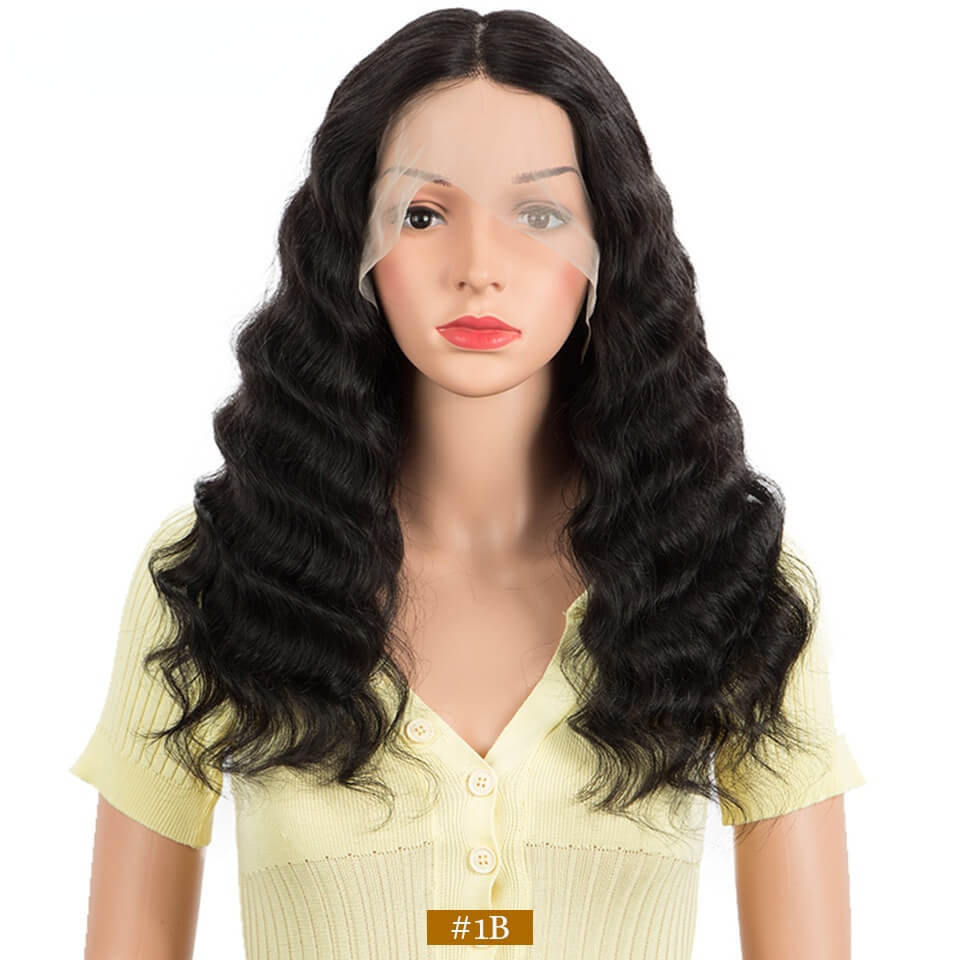 European and American wig female African fashion center parting 20-inch long curly hair full real hair head covering