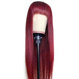 European and American African long straight hair full of temperament real human hair wig with bangs