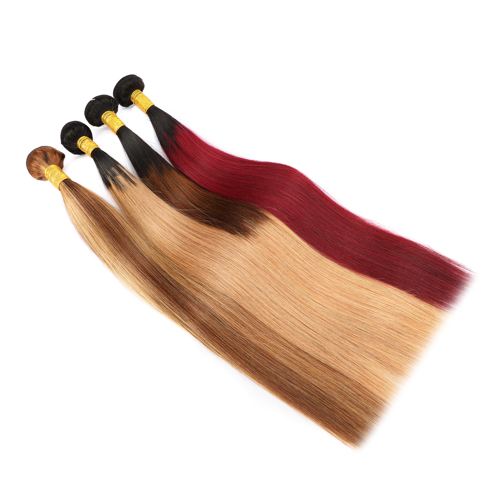 6A + hair curtain, smooth hair bundle upper and lower color ombre straight, clockwork, hair extension