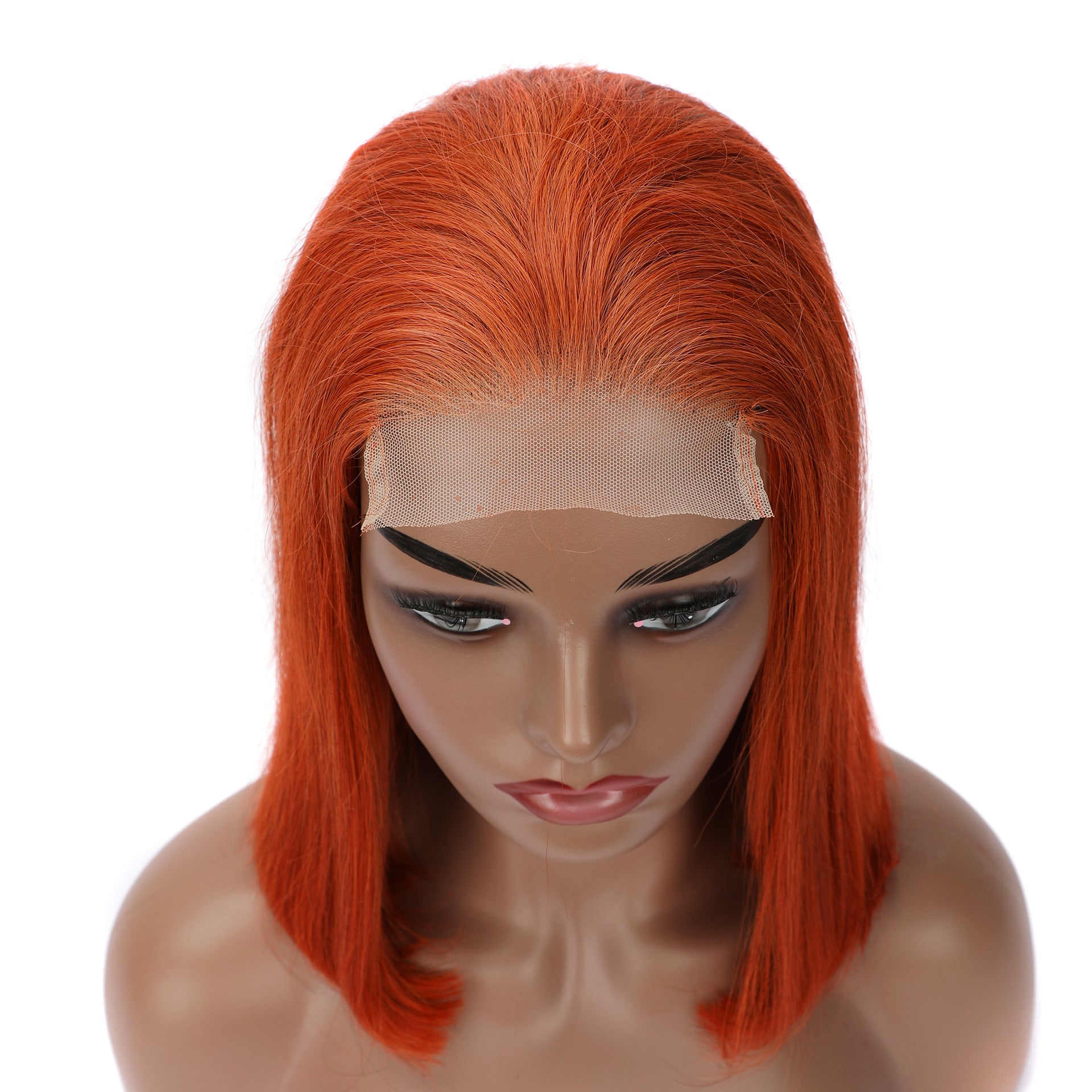 Lace wig bob 4x4 wig straight 350 straight hair Bobo head, orange