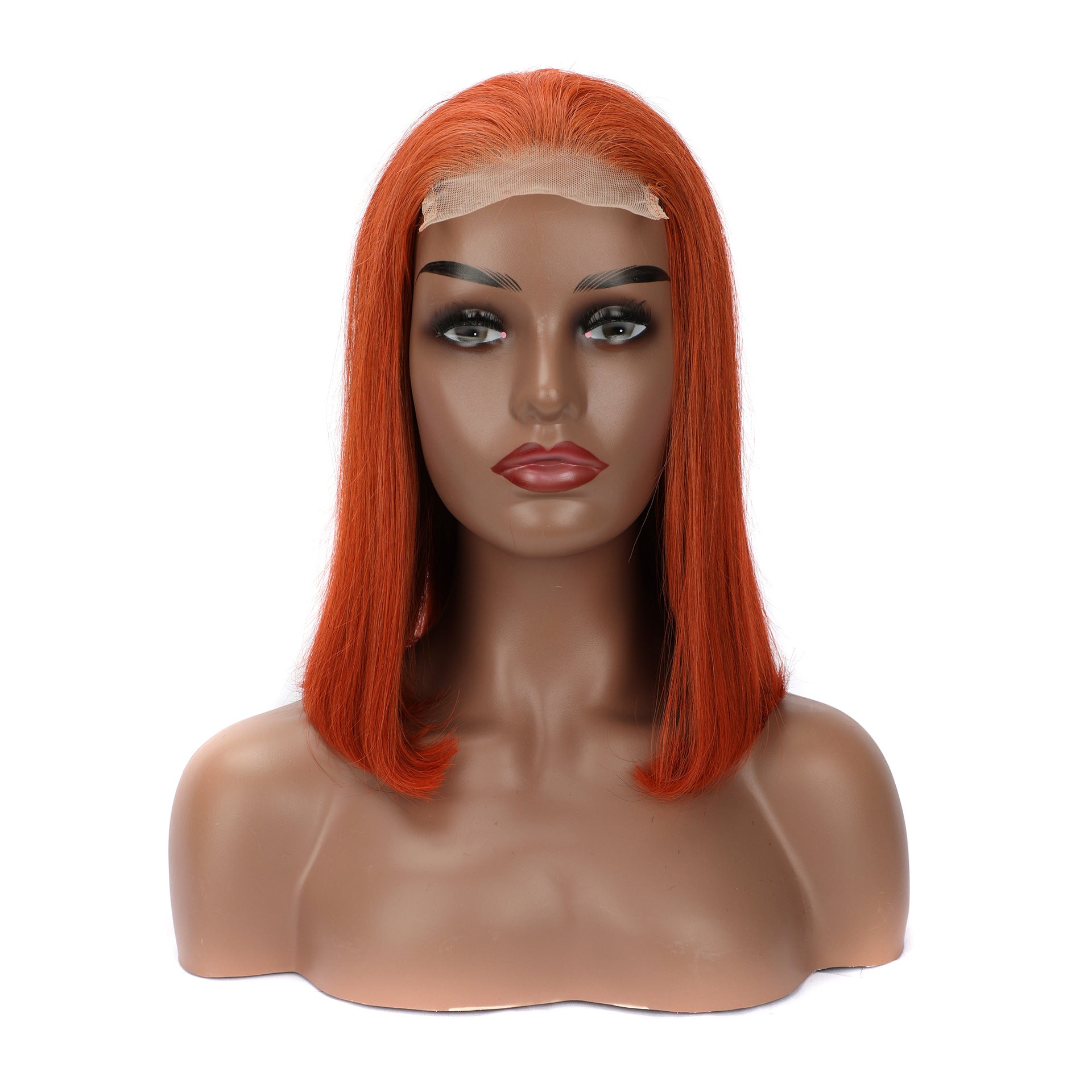 Lace wig bob 4x4 wig straight 350 straight hair Bobo head, orange