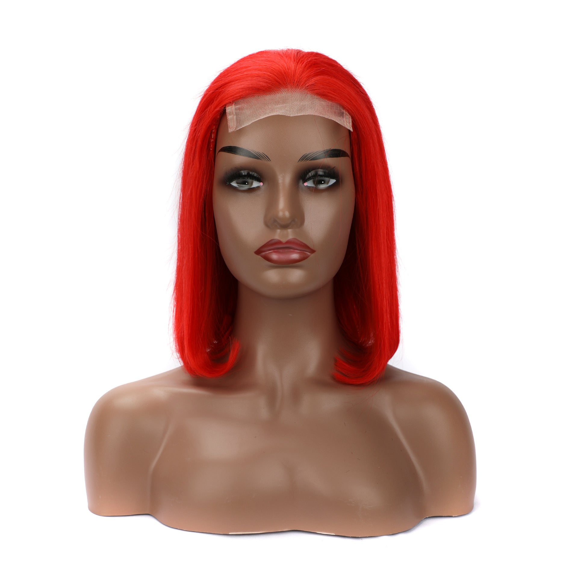 Headgear lace wig bob 13x4 wig straight hot red #red, straight hair Bobo