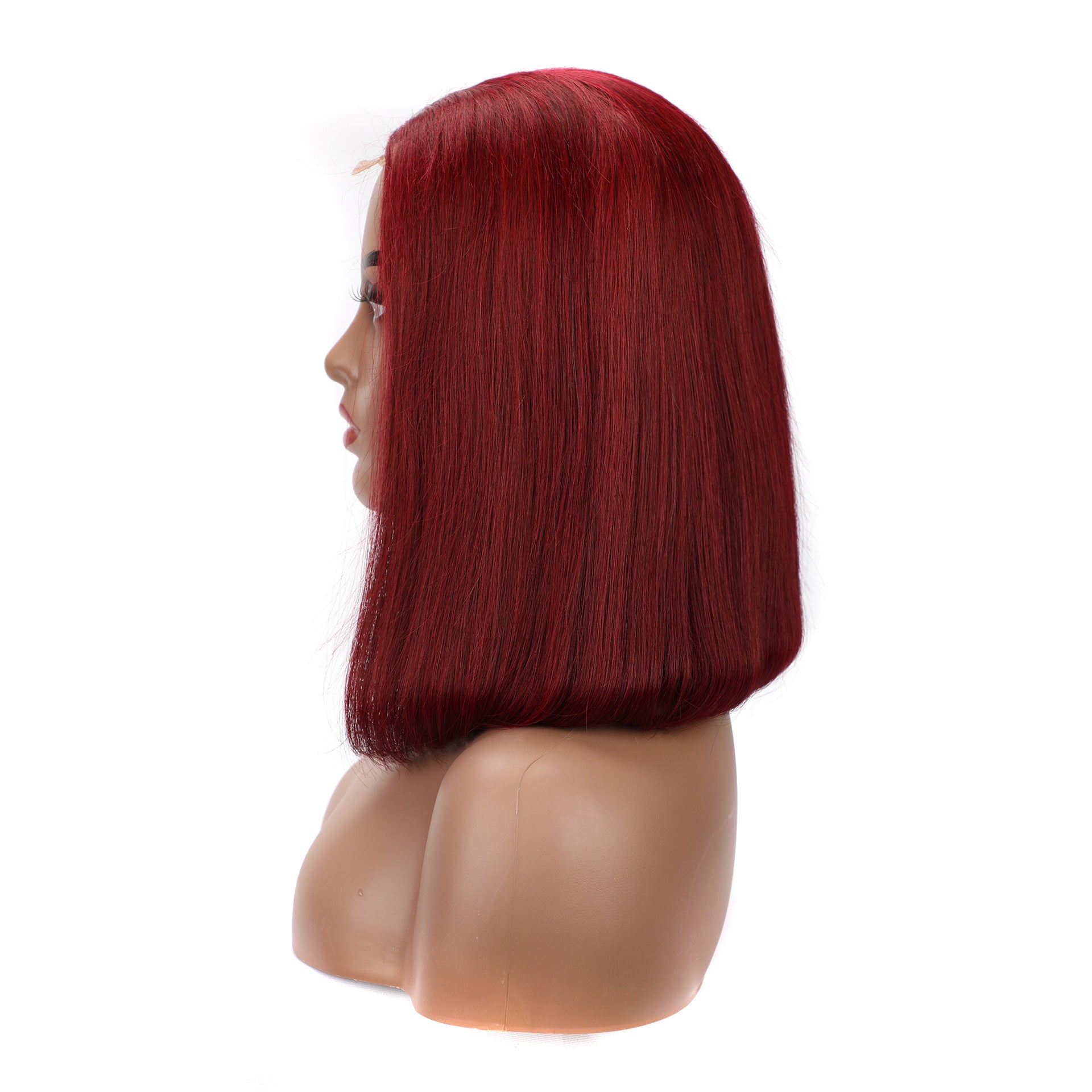 Front lace wig bob 4x4 wig straight 99J straight hair Bobo head, female