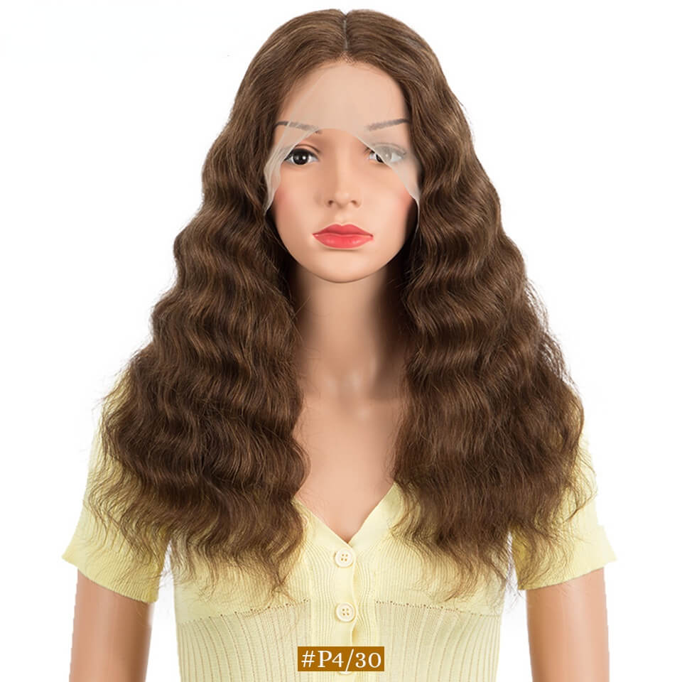 European and American wig female African fashion center parting 20-inch long curly hair full real hair head covering