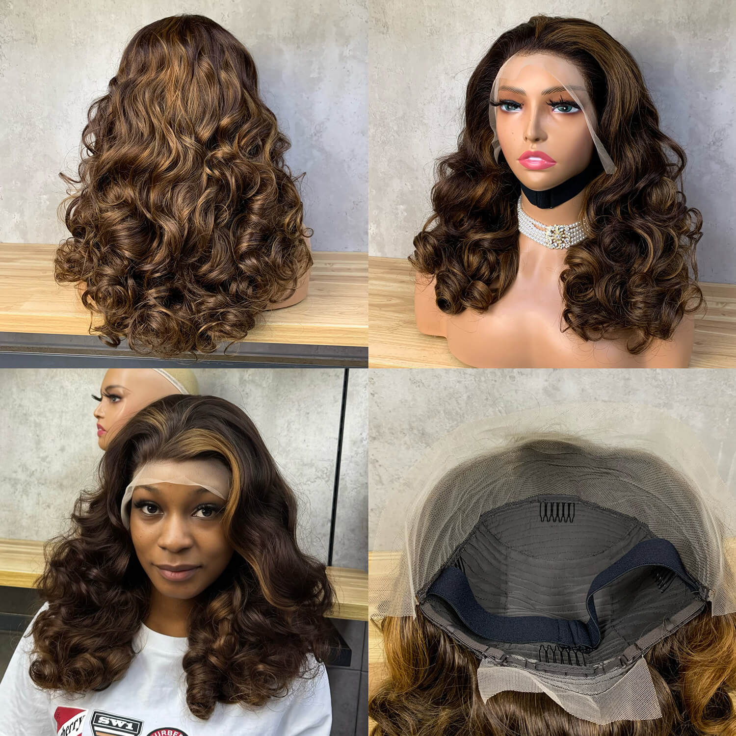 13x4 bouncy front lace real long curly hair wig internet celebrity same style can be worn upright or slanted fluffy wig