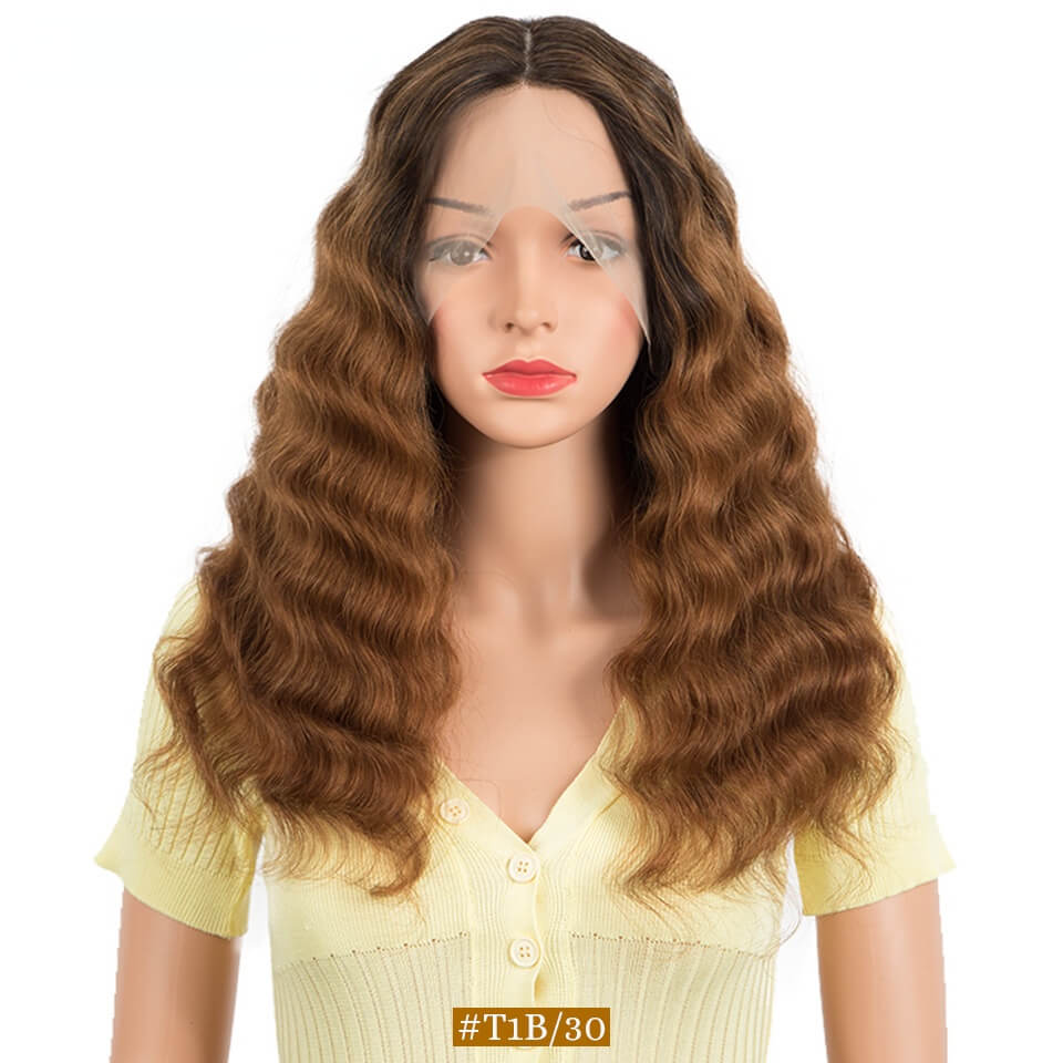 European and American wig female African fashion center parting 20-inch long curly hair full real hair head covering