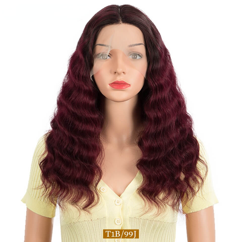 European and American wig female African fashion center parting 20-inch long curly hair full real hair head covering